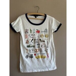 J.Crew Collector Tee NYC Graphic Ringer T-Shirt Women’s S Cream/Navy New York